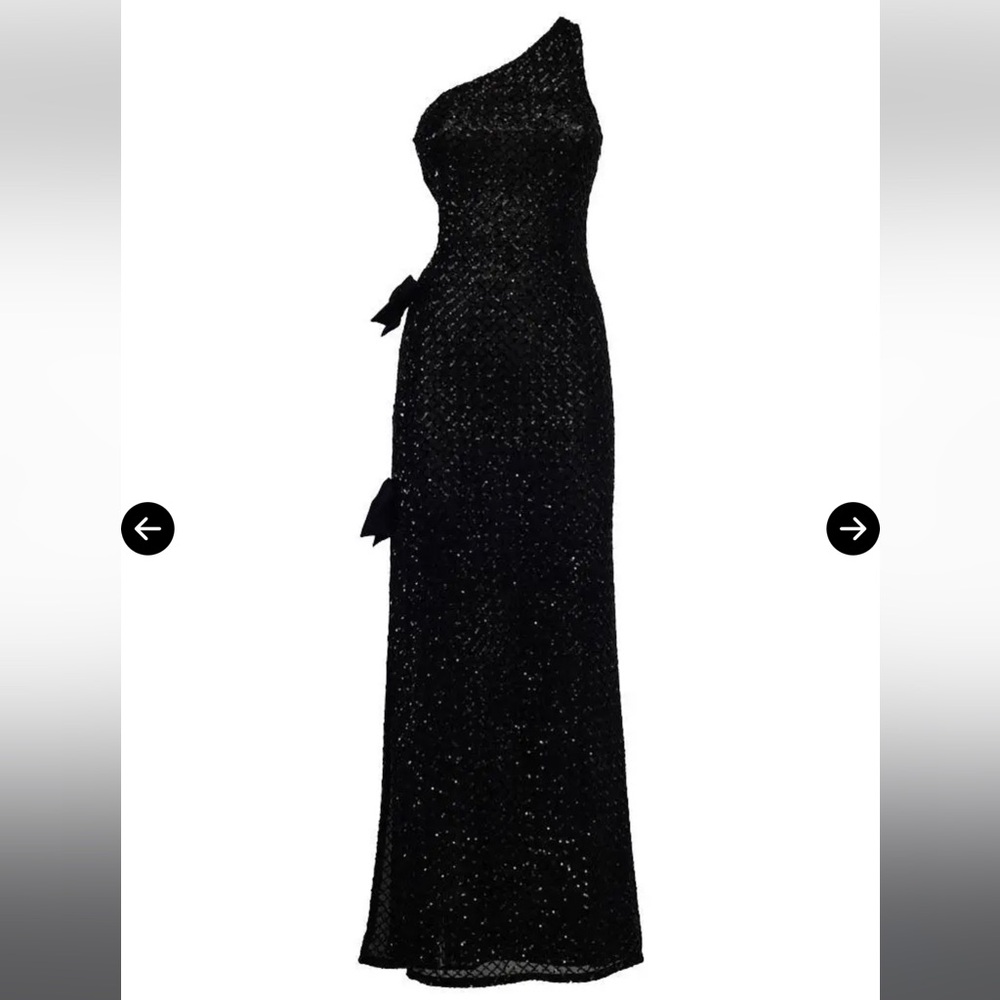 Le Samiane One Shoulder Black Sequin Gown